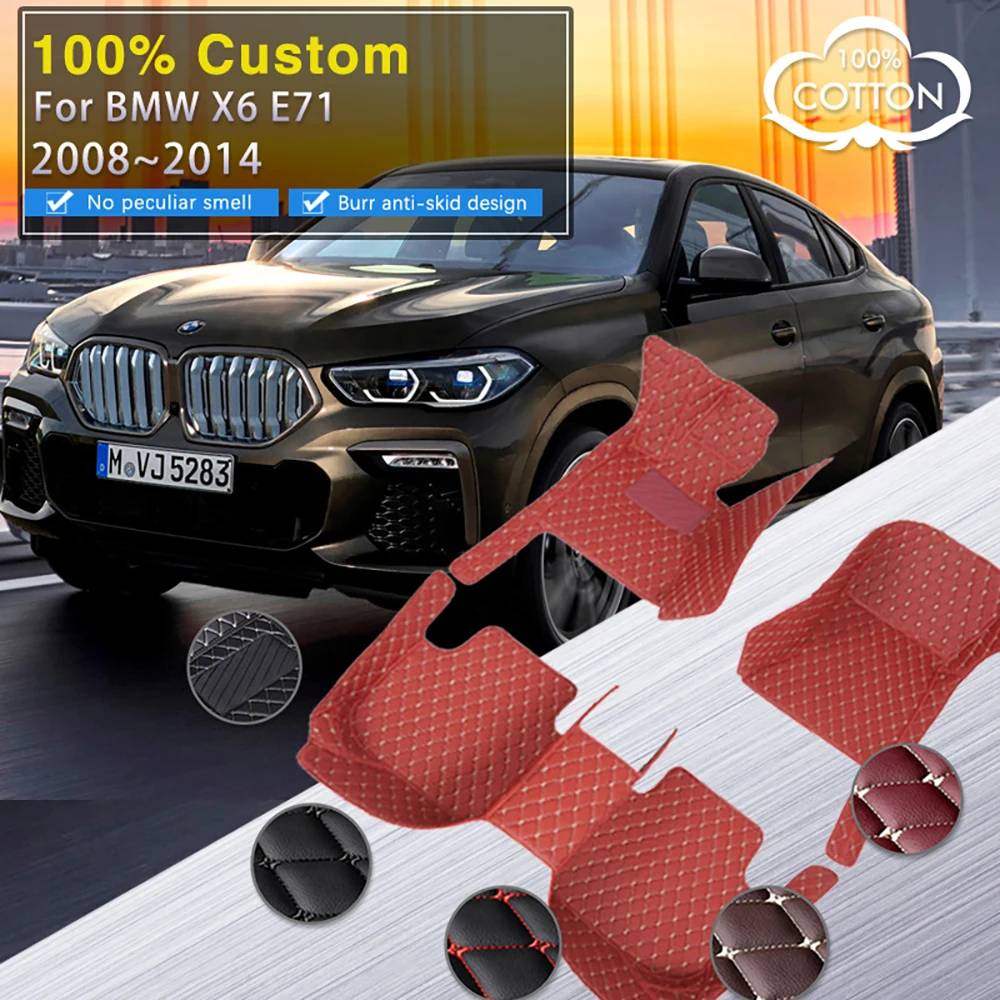 

Car Mats For BMW X6 E71 2008~2014 Luxury Leather Floor Mat Full Set Rug Auto Waterproof Carpet Interior Parts Car Accessories