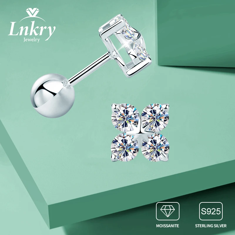 

Lnkry Ohrringe Silber 925 Silver Four Leaf Clover Earrings For Women Certified D0.40CT Moissanite Stud Earring Jewelry