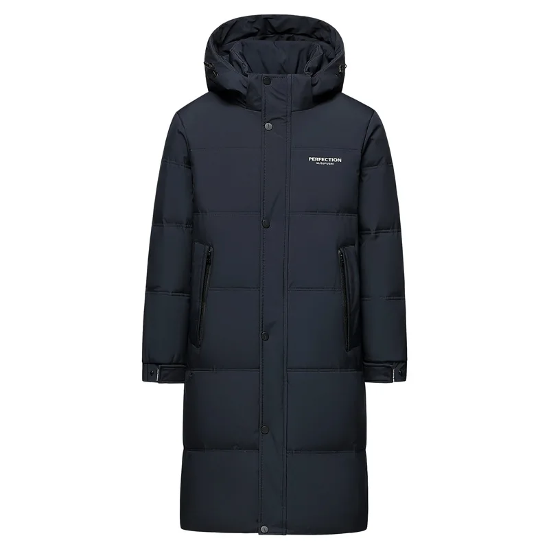Winter Luxury Brand Men's Down Jacket Coat Parkas Padding Warm Puffer Jackets Long Man Jacket Knee Length thicken Hooded HXY0258