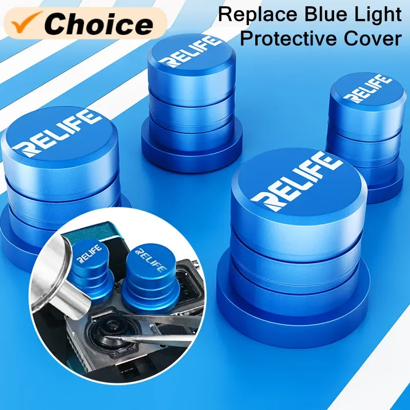 RELIFE RL-099 9/11/12/13mm Metal Magnetic Blue Light Diamond Cover for Mobile Phone Repair Anti-scratch Camera Lens Repair Cap