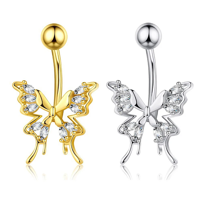 Anel de umbigo borboleta simples para mulheres meninas moda umbigo anéis piercing de barriga jóias de aço inoxidável anéis de umbigo