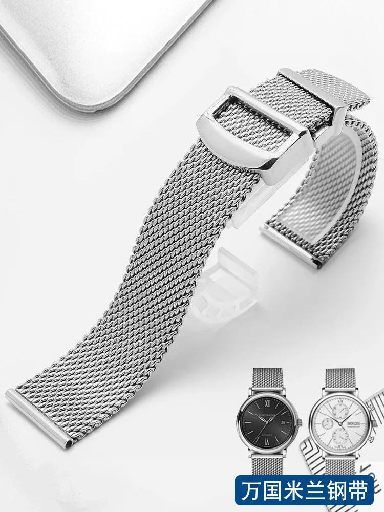 

For IWC Portofino Milano Stainless Steel Strap Pilot IWC Portugal7 Stainless Steel Mesh Strap 22mm