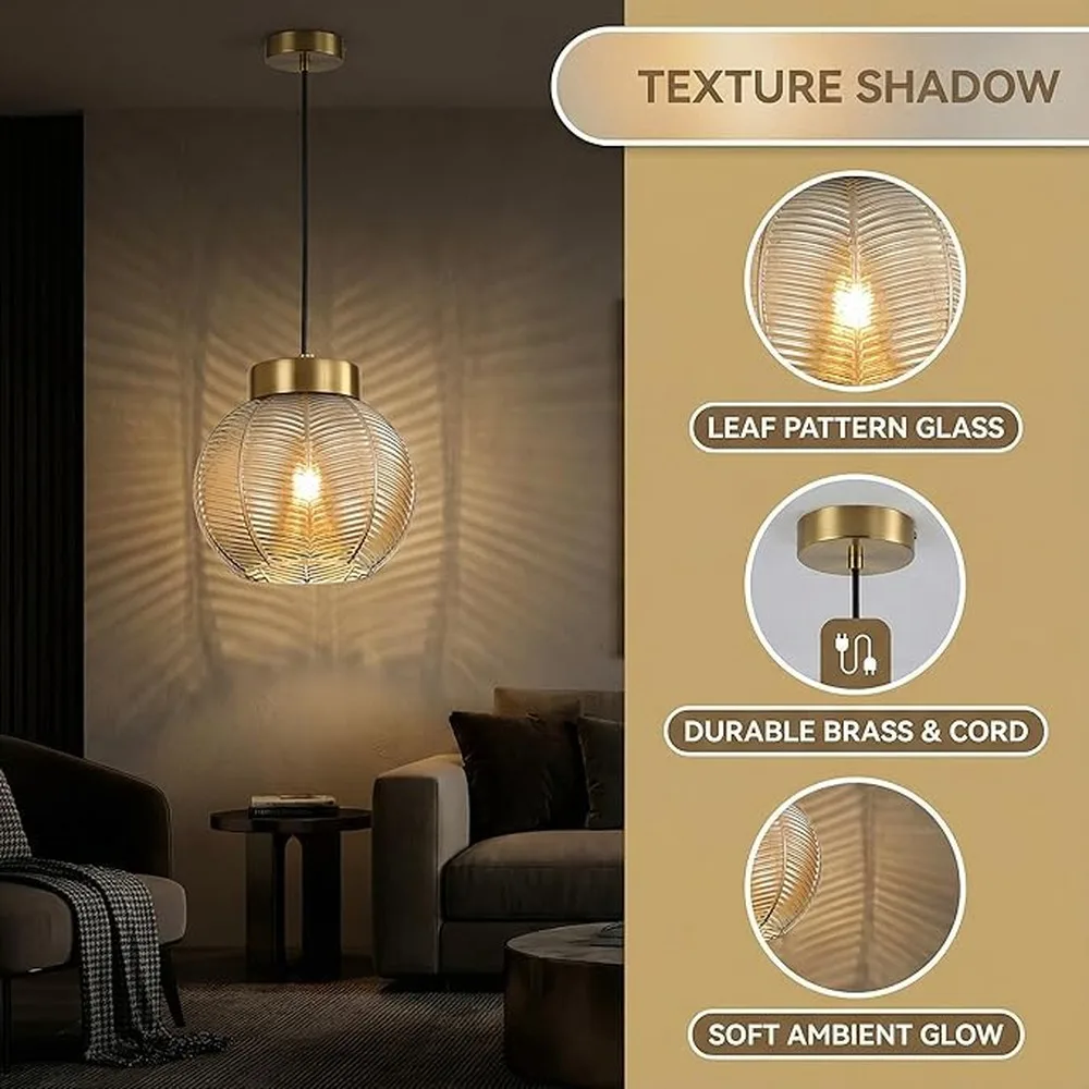Vintage Pendant Light Crafted With Amber Glass Light Enhances Warmth For Interior Decor Evee