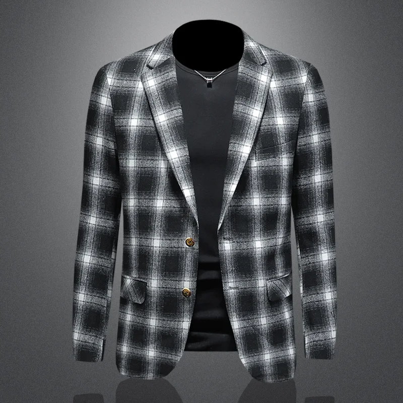 

Youth Faion Slim Fit Casual Wool Blend Men's Single-Breasted Jaet Briti Sle Autumn Wear Stand Tailoring Long Sve