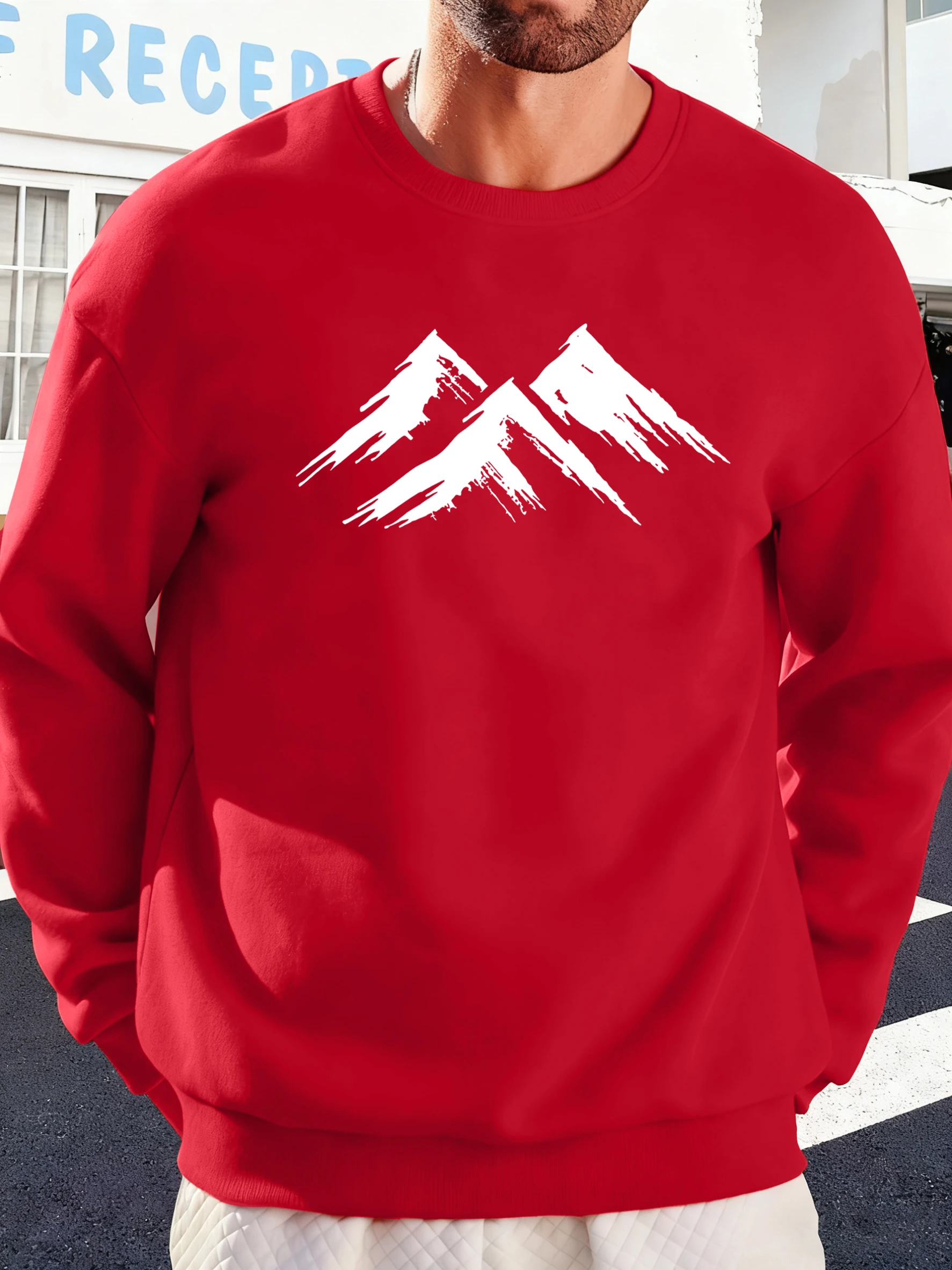 

2026 Мужской осенне-зимний уличный пуловер с круглым вырезом и принтом для отдыха, мужская одежда свободного покроя