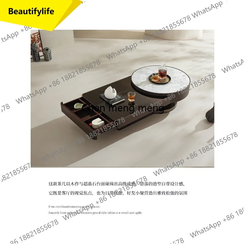

X188 Italian minimalist square coffee table combination living room home paint supercrystalline stone coffee table advanced sens