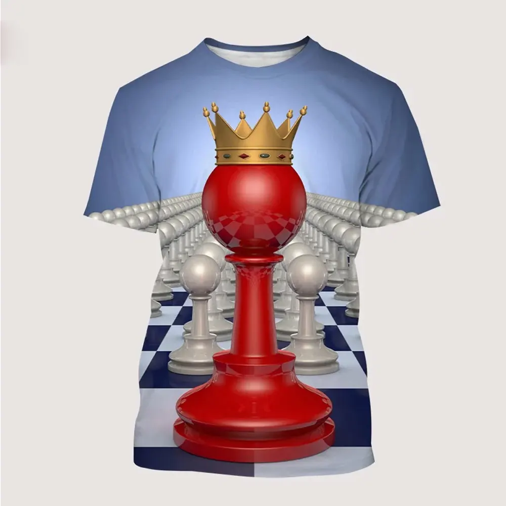 New Men\'s Fun Chess 3D Printing T-Shirts Black And White Chess Board Summer Harajuku O-Neck Top Personalized Fashion Casual Tees