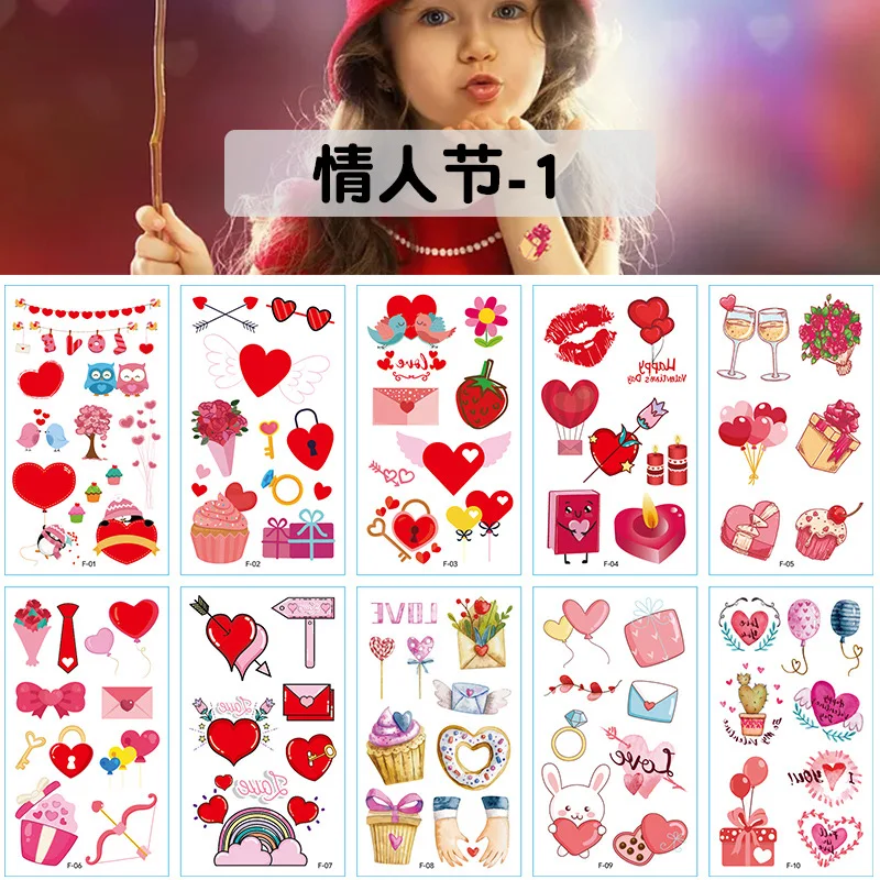 10pcs Holiday Tattoo Sticker Funny Valentine's Day Thanksgiving Day Pride Day Undead Easter Halloween Temporary Tattoo Sticker