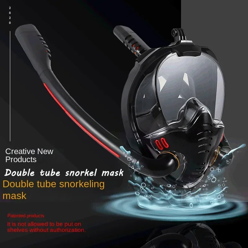 New Full Face Snorkeling Mask Double Tube Silicone Full Dry Diving Mask Adult Swimming Diving Mask