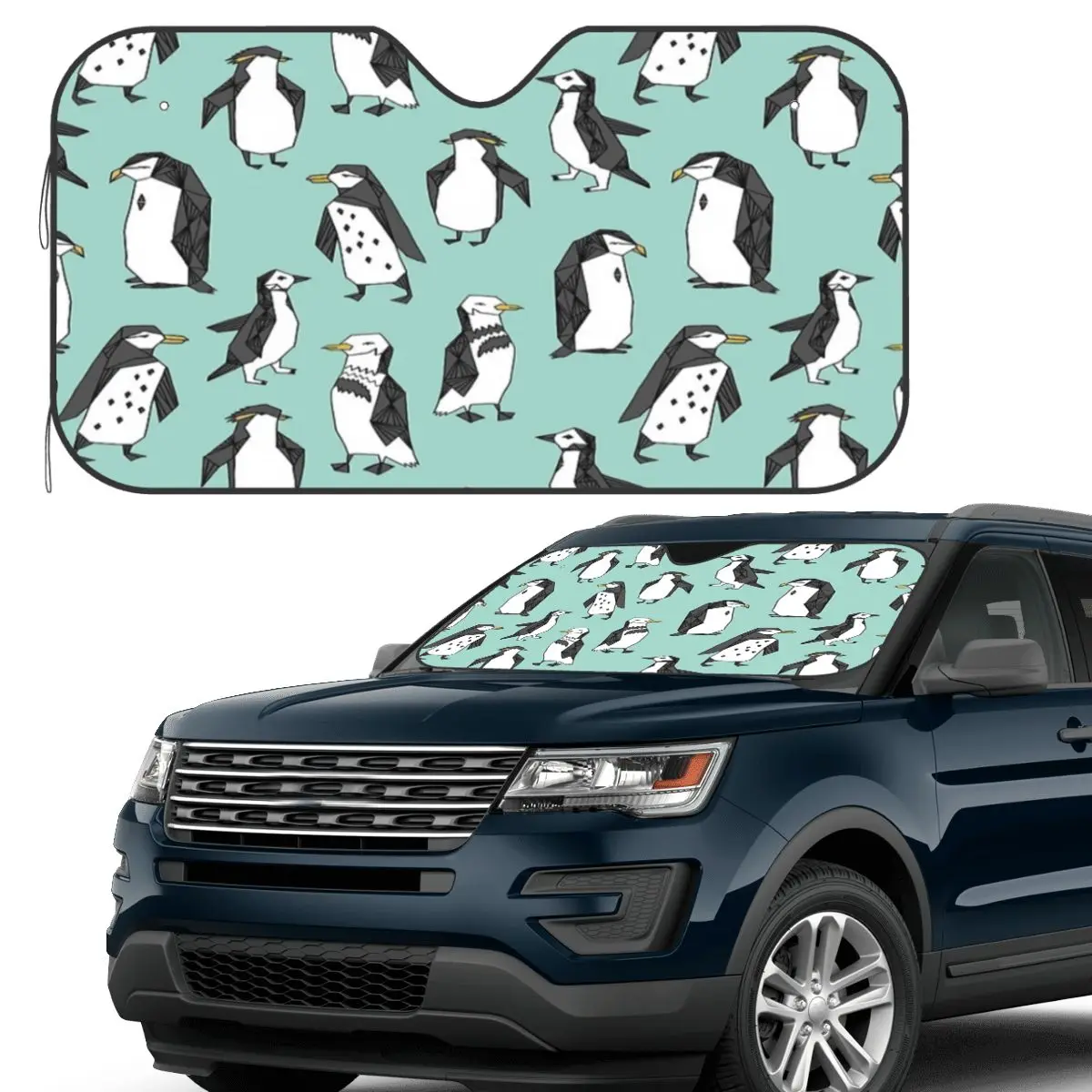 

Penguin - Mint By Andrea Lauren Sunshade Windscreen Car Front Windshield Window Sun Visor Accessories Covers