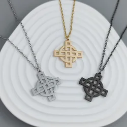 Simple Cross with Circle Pendant Necklaces Stainless Steel Chain Christ Cruz Necklace for Women Men Cool Neck Jewelry Collier