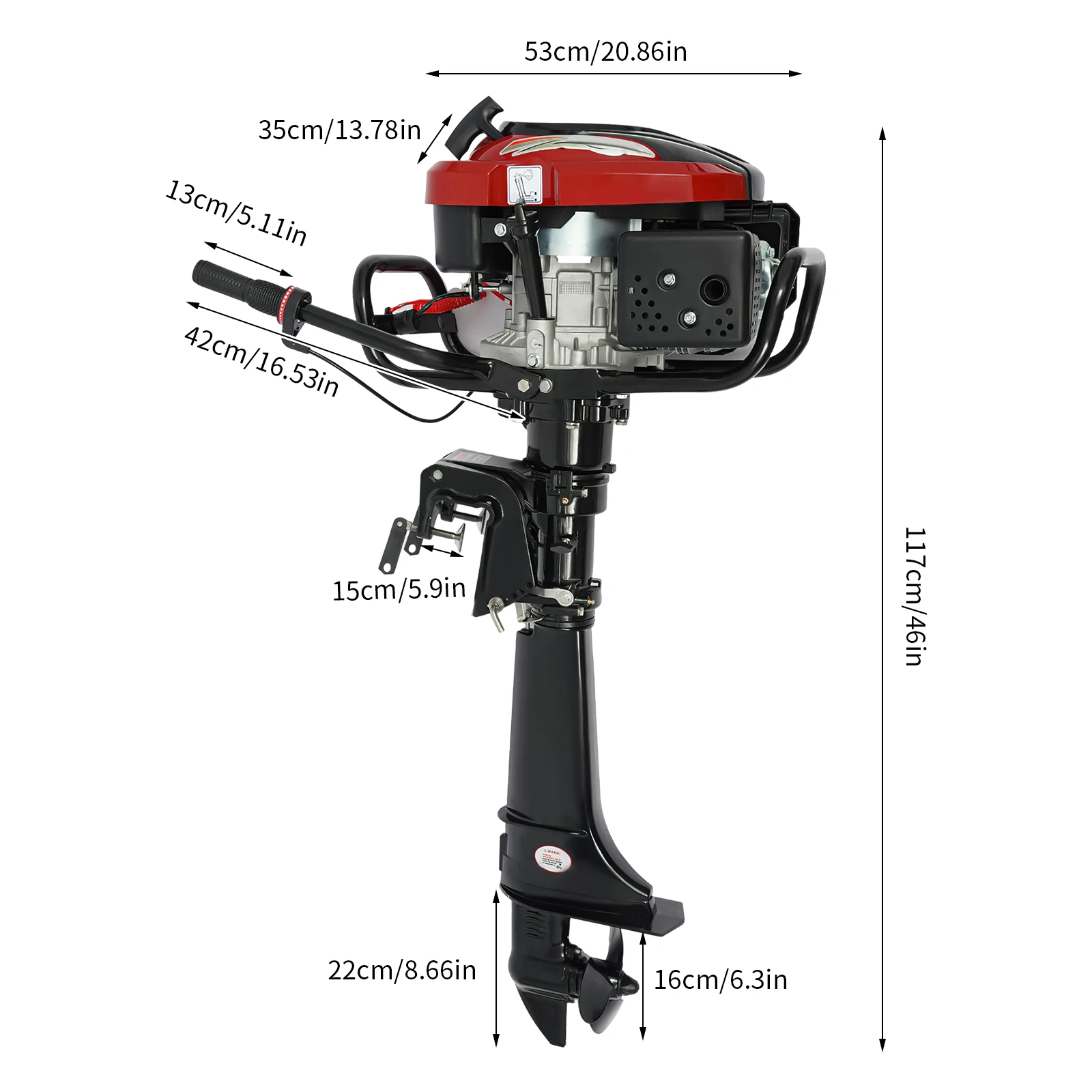 HANGKAI 196CC 4 Stroke 7 HP Outboard Motor with Long Shaft Fishing Boat Engine with Air Cooling System