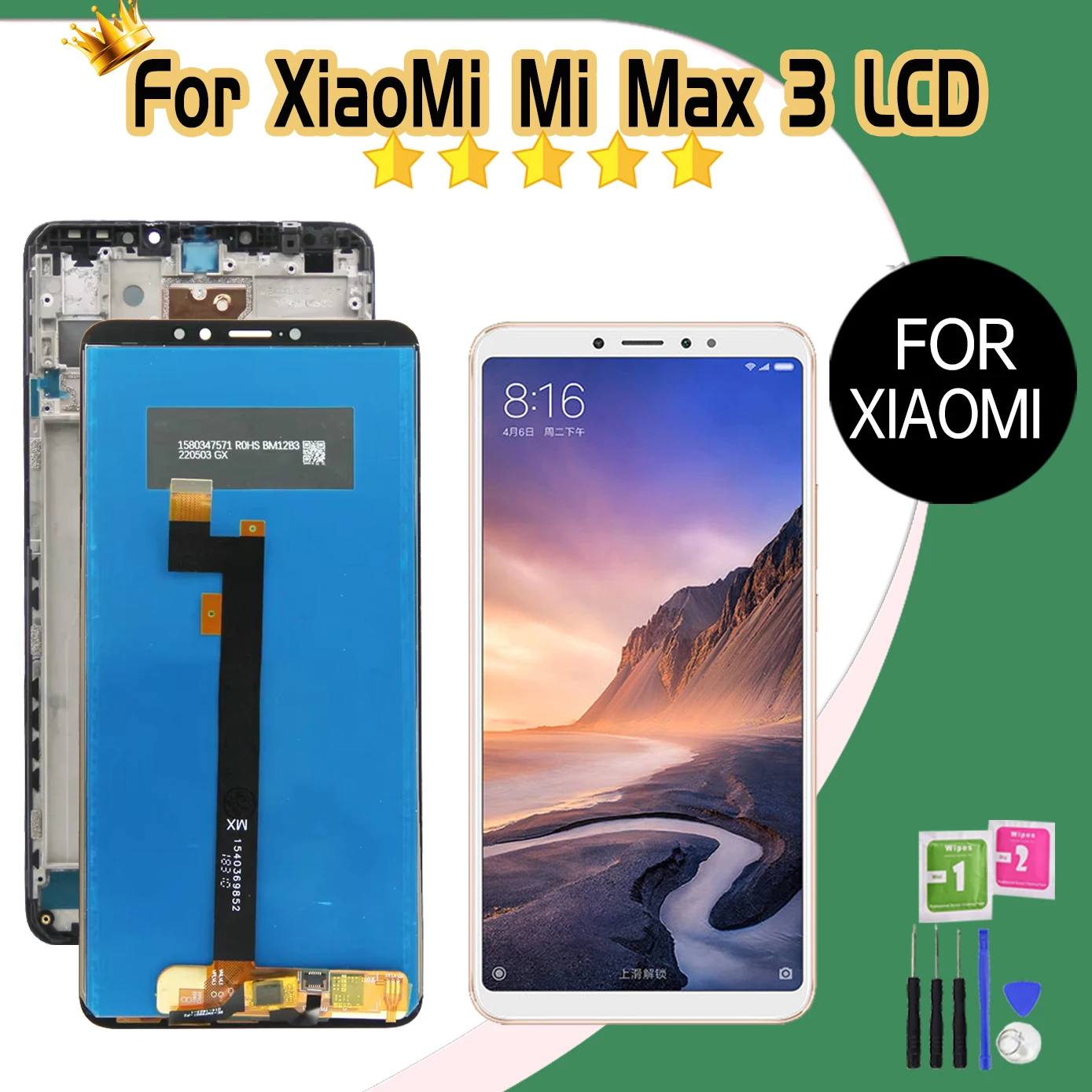 

Протестированный 6,9-дюймовый ЖК-дисплей для Xiaomi Max3, сенсорный ЖК-дисплей для Xiaomi Mi Max 3, замена ЖК-экрана с рамкой и дигитайзером в сборе