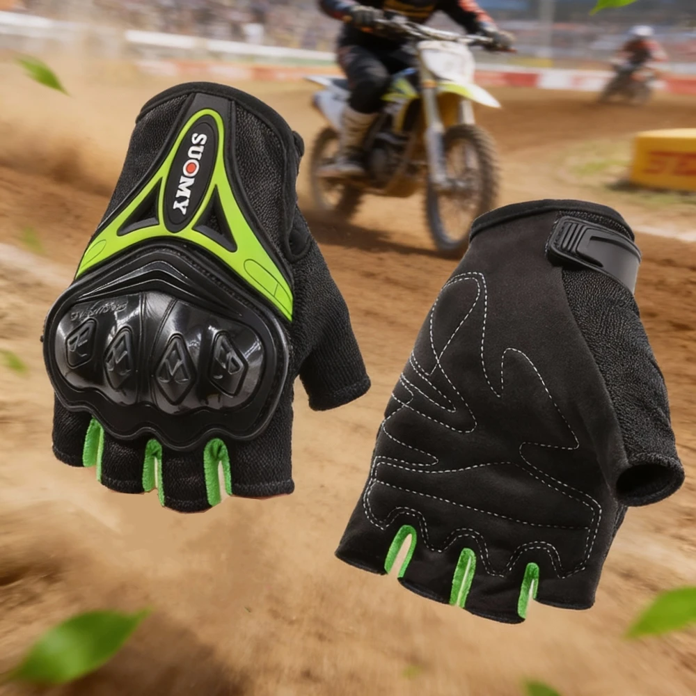 

Летние мотоциклетные велосипедные перчатки с половиной пальца для мужчин и женщин, дышащие, легкие, нескользящие, байкерские перчатки для мотокросса, M-XL SUOMY