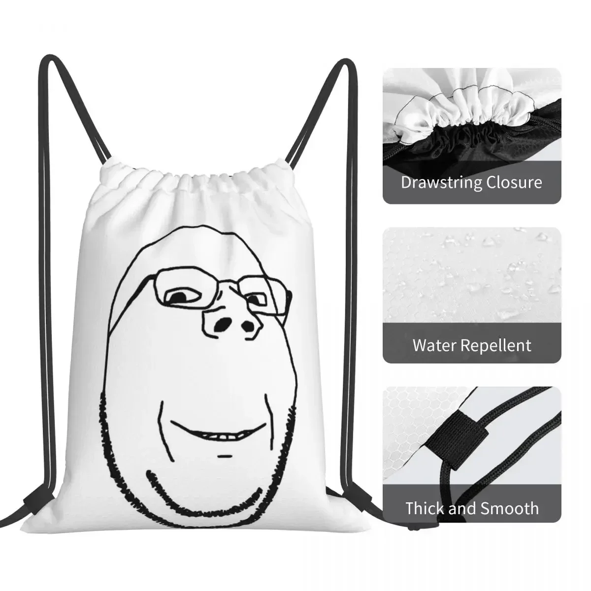 Sac à dos portable Smiling Wholesome Wojak Soyjak, sacs à bandoulière de proximité, sac de sport de poche, sac à livres pour l'école de voyage