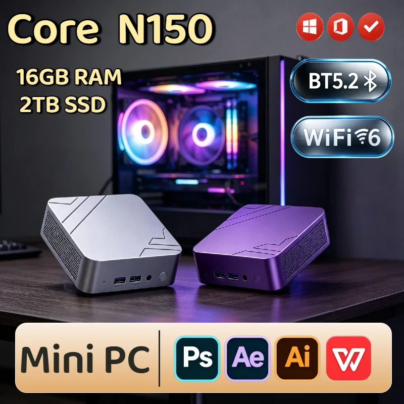 インテル-n150-ミニコンピューター-16gb-ddr4-2tb-nvme-ssd-トリプル4k-wifi6-bt52-高性能-オフィス-ホーム用-小型-pro-max