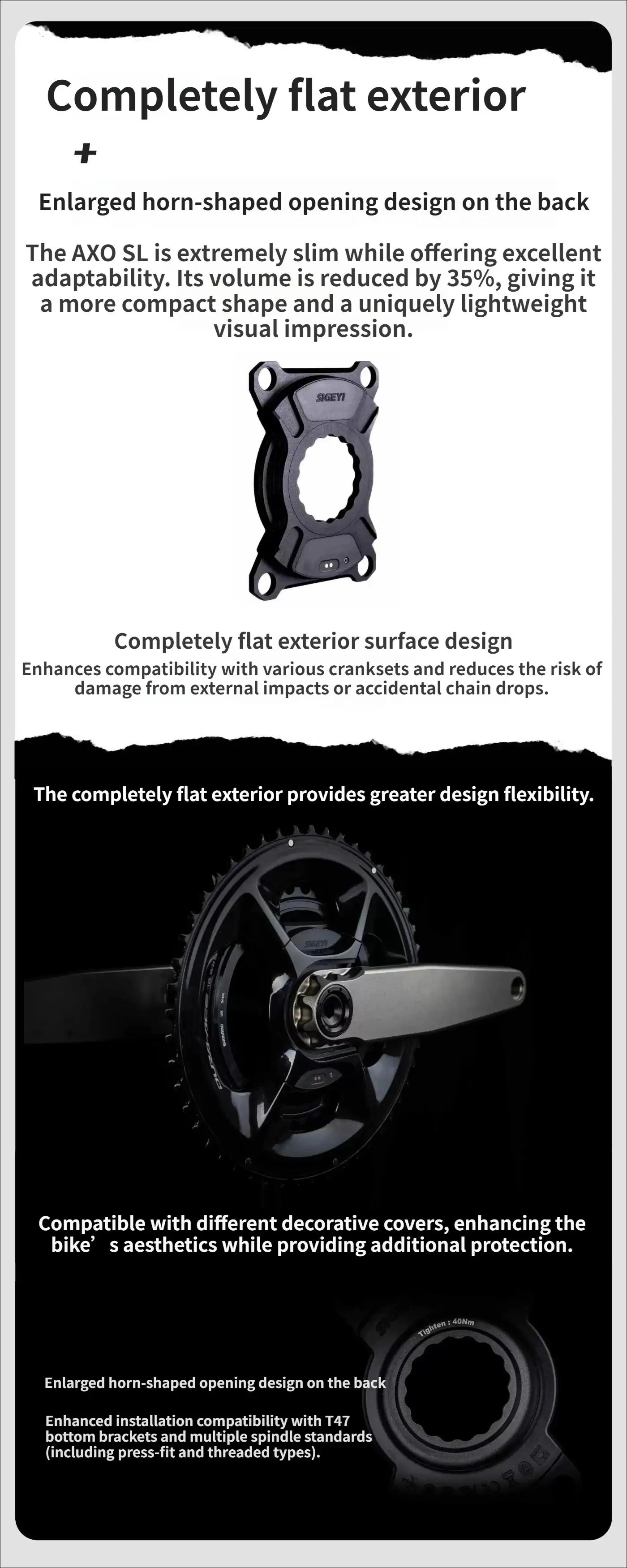 ELILEE XXE X310 Carbon-Rennrad-Kurbelgarnitur 24mm Titan-Achse Ultraleichte Kurbelarme X-Novanta Spider Leistungsmesser – Detail 8