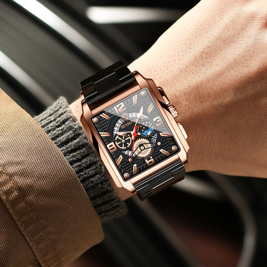 UTHAI CQ461 Nuovo orologio da uomo casual calendario retrò impermeabile luce notturna orologio sportivo al quarzo multifunzionale, orologi da uomo