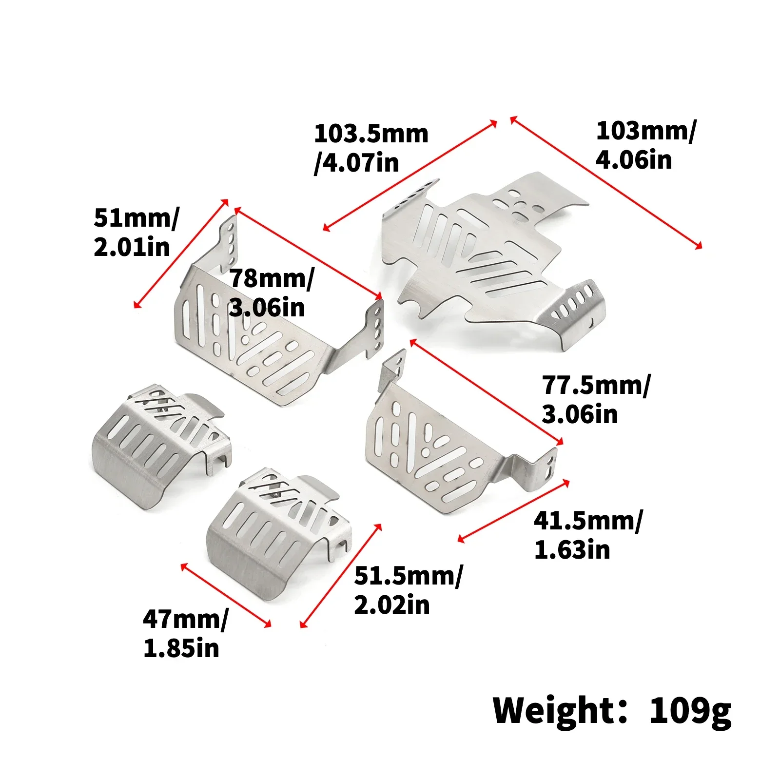 7pcs 1/10 RC Chassis Armor Set for TRX-4 Sport Car Stainless Steel Skid Plate for Traxxas TRX4 Sport Body Defender