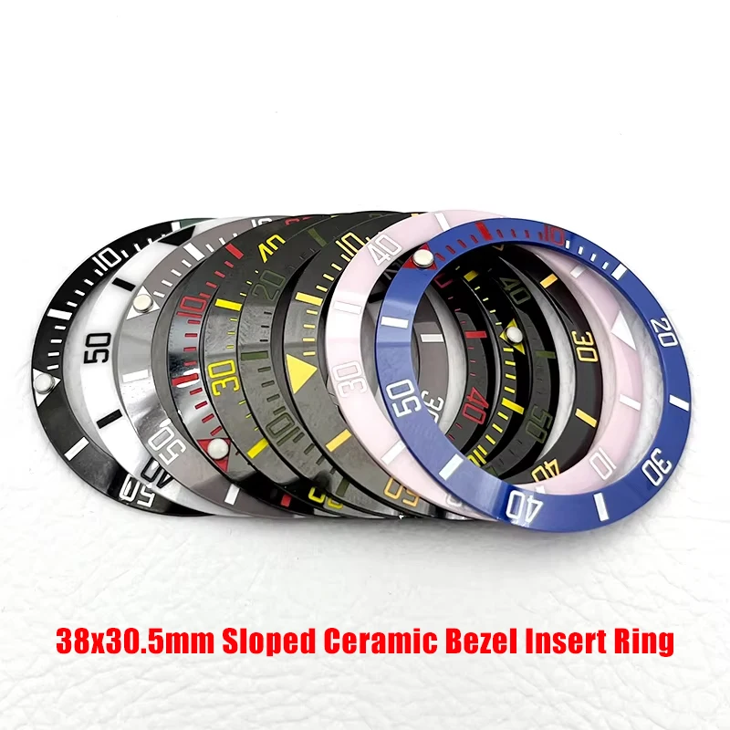 Mod 38x30.5mm Sloped Ceramic Bezel Insert Ring Fits NH35 NH36 Movement for SKX007 SRPD Sub Watch Case Replace Parts Customizable