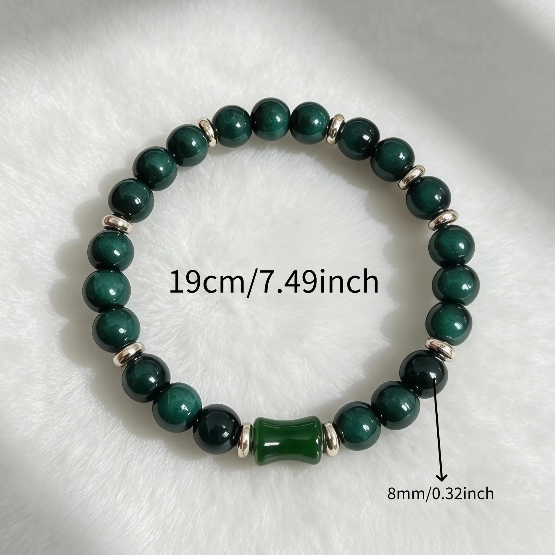 Green Tiger Eye Bamboo Joint Beaded Bracelet, Green Tone Versatile Retro Wrist Jewelry for Women Men, Handmade Gift