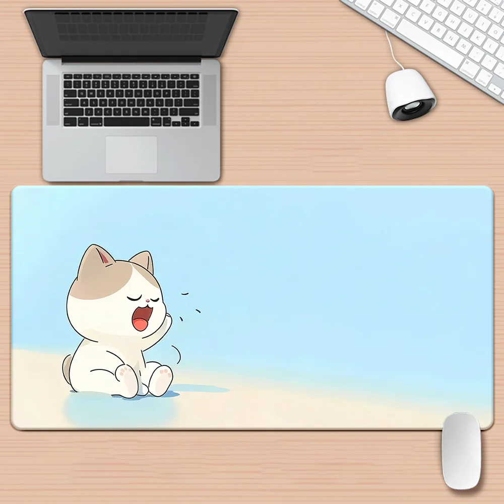 No Brand Cartoon Cat HD Printed Desk Pad Iron Art XXL Mousepad Multi Functional Keyboard Gaming Mat Office Computer PC Gamer