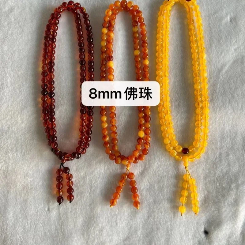 

Пара этнических модных длинных универсальных 108 китайских бусин с имитацией янтаря и буддийских бусин, браслет с несколькими кругами для мужчин и женщин Ambe