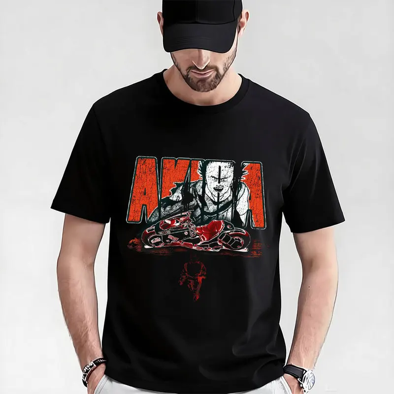 Akira Cyberpunk City Explosion Gift T‑Shirt Katsuhiro Otomo Retro Manga Shotaro Kaneda Neo‑Tokyo Anime Print Short Sleeve Tops