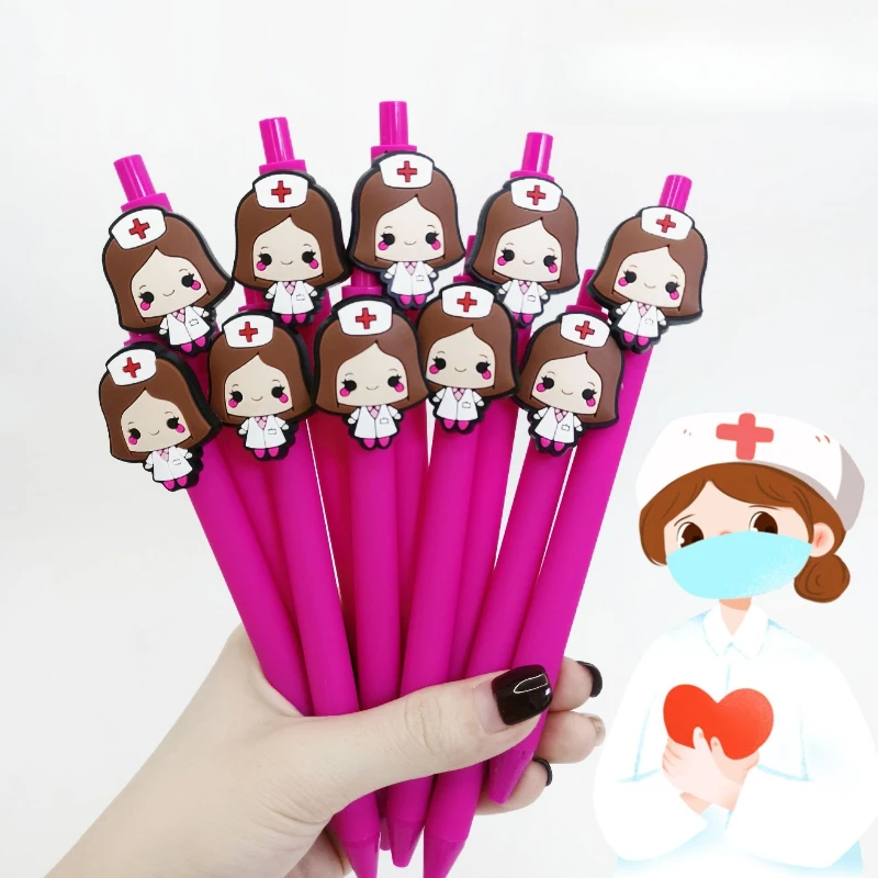 سلسلة يوم الممرضات الجديدة قلم رقعة لاصق ناعم نمط طبي الصحافة قلم محايد اللون الطبية مكتب القرطاسية الموسم هدية #1