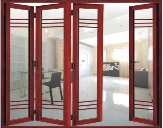 Aluminum Frame Folding Wooden Color Partition Door Sliding For House