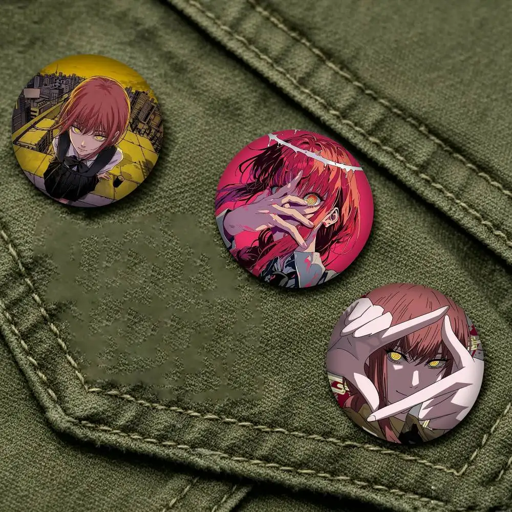 M-Makima Cool Anime Character  25mm 32mm 44mm 58mm 75mm Brooches Badges Pins for Accessories Gift