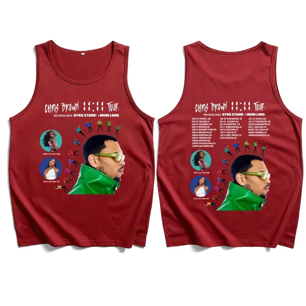 Chris Brown 11:11 Tour 2024 Music Shirts Rap Hip Hop Singer Vest Tank Tops T-Shirt Man Woman Tops Sleeveless