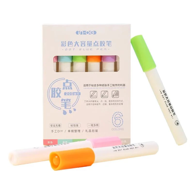 3/6PCS Stationery Glue Stick Set Pen Shape Jelly Color Handmade Diy Scrapbooking Creative Adhesives Glue Kawaii School Supplies