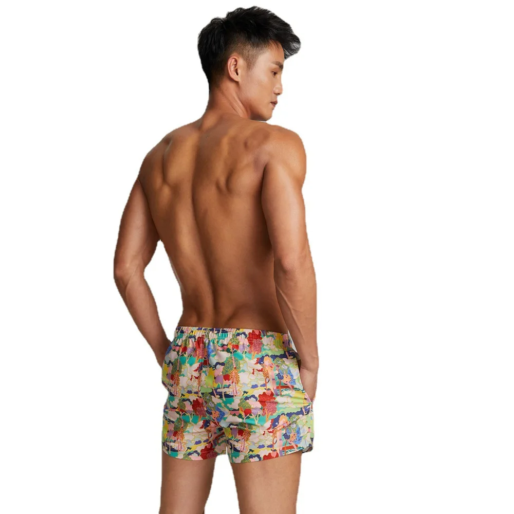 Men 3 Inch Beach Shorts Summer New Stylish Print Quick Dry Swim Board Shorts for Holiday Water Sports