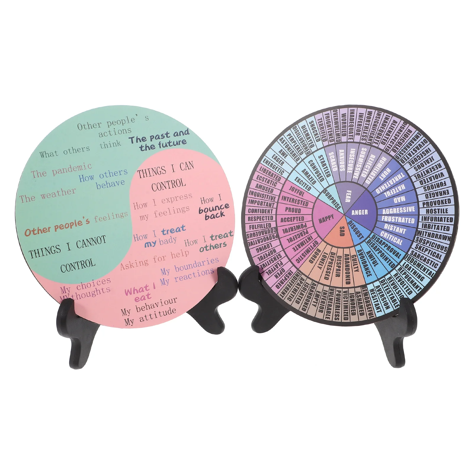 2 Pcs Emotional Wheel Ornaments with Stand Chart Desktop Decoration Feeling Decorations for Feelings Shape Shaped