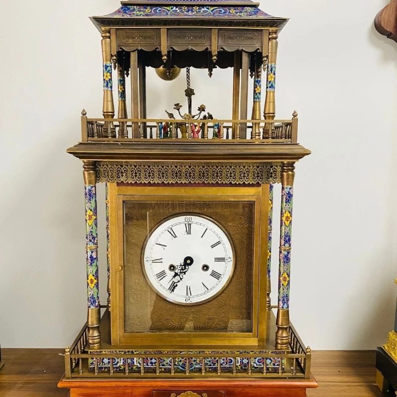

Watch machinery Cloisonné enamel color timekeeping table clock new