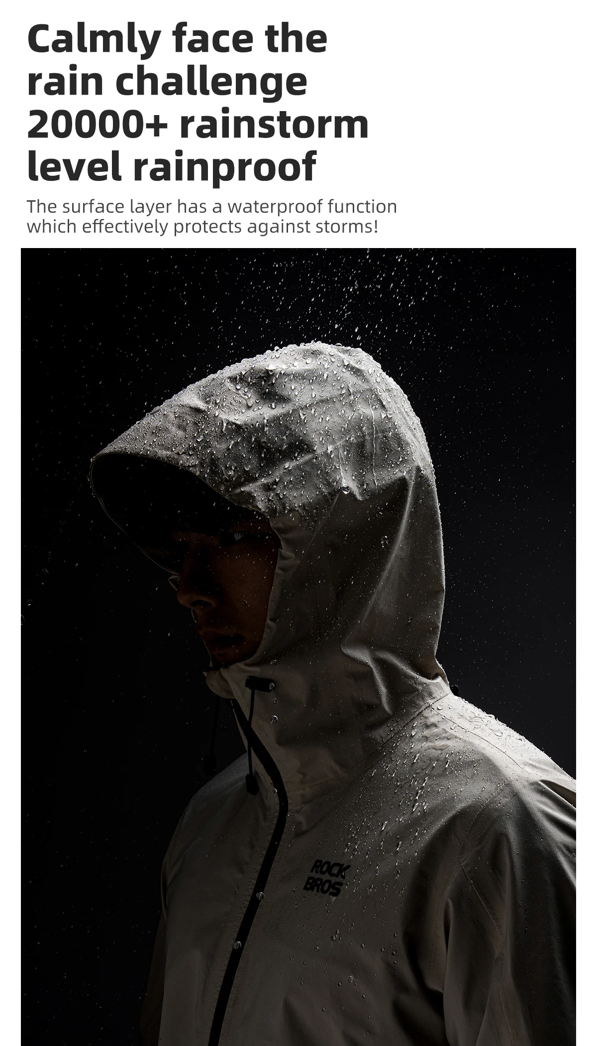 ROCKBROS Wasserdichte Winddichte Jacke, Schwerregenjacke, Mountainbike- und Straßenrad-Regenjacke für Männer und Frauen – Detail 5