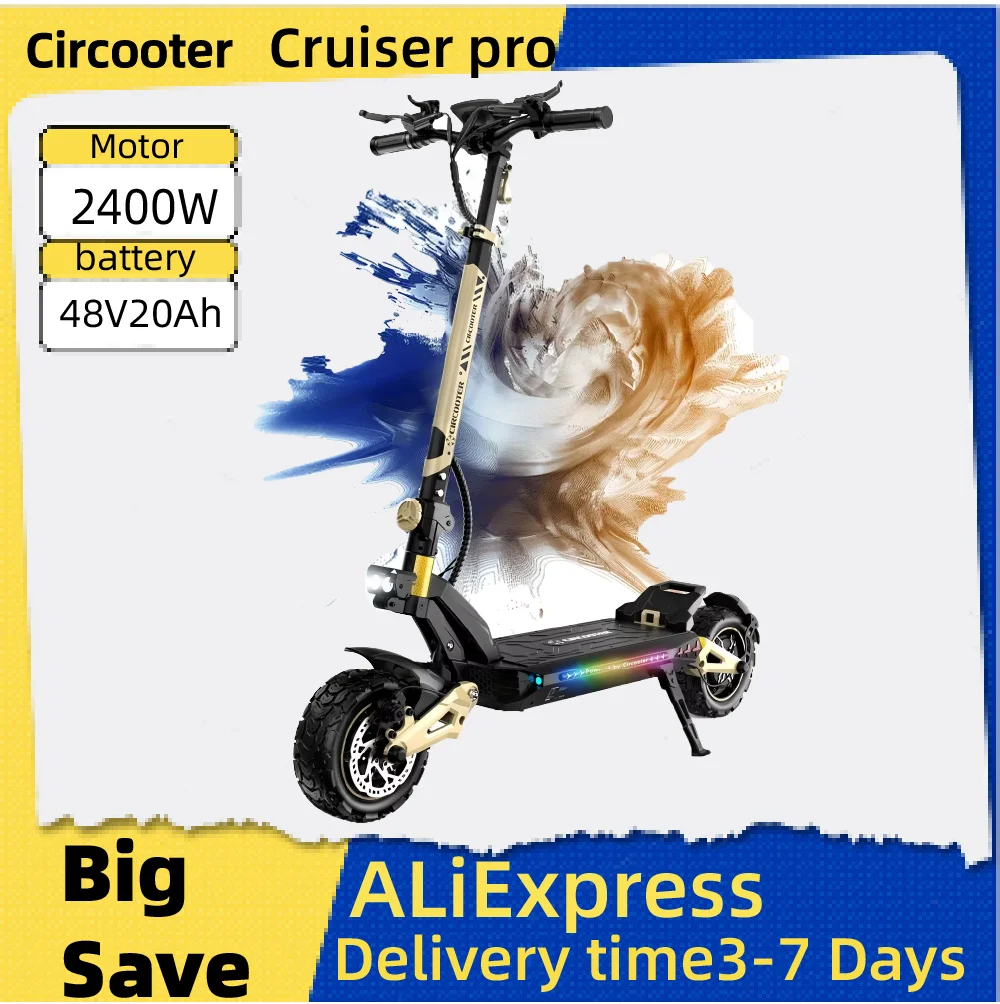 

Электрический самокат для взрослых Circooter Cruiser pro, двигатель 2400 Вт, складной электронный самокат 48 В, 20 Ач, 11-дюймовая шина, электросамокат для бездорожья
