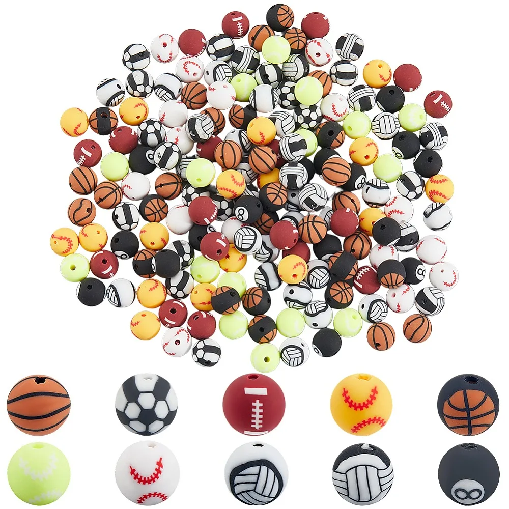 

200Pcs 10 Styles Handmade Polymer Clay Beads Ball Games Mixed Color 8mm Hole: 1~1.6mm 20pcs/style