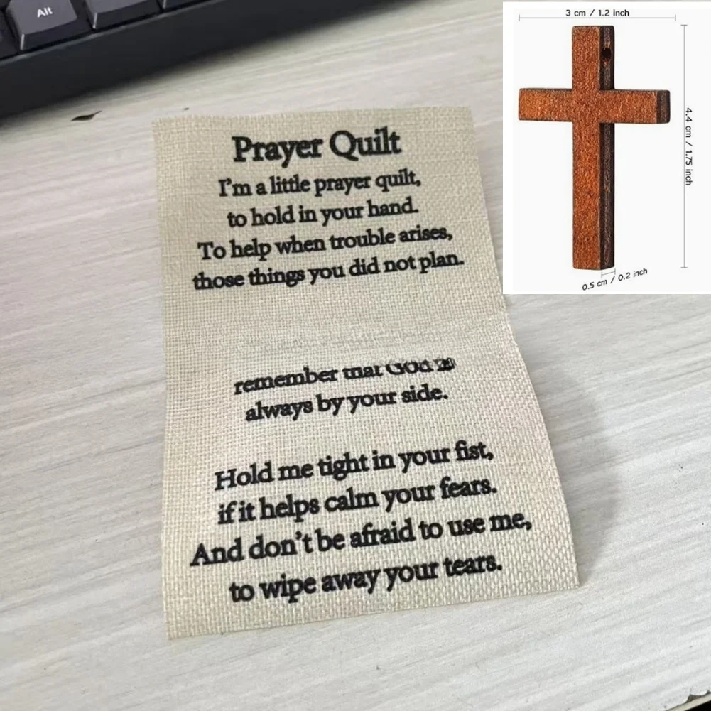 Prayer Quilt Text Panel Sewing Accessories Kit Inspirational Christian Poem Fabric Patches DIY Craft Supplies Faith Pocket Quilt