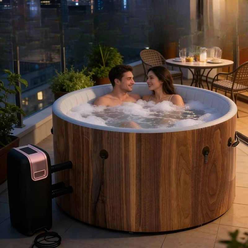 OEM/ODM Custom PVC Inflatable Hot Spa Tub Air Bubble Massage Heated Pool Portable 2-6 Persons Garden Hotel Recovery Custom Logo