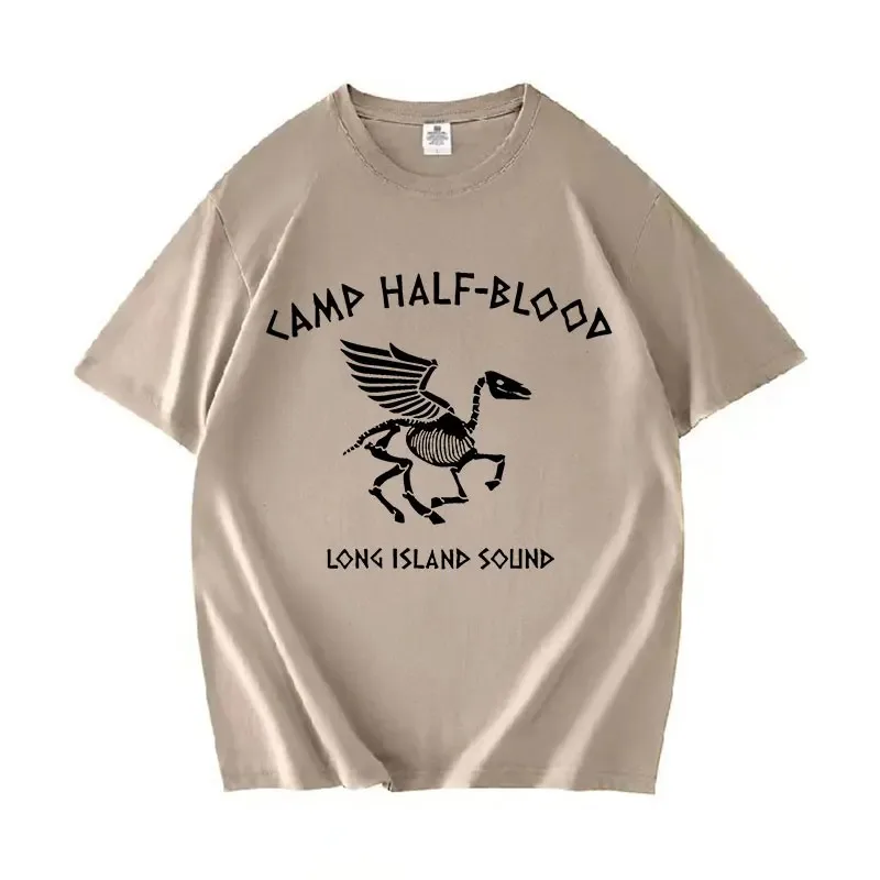 Camp Half Blood Long Island Sound Skull Percy Jackson T Shirts Men Women Vintage Casual Cotton Oversized T-shirt Gothic Clothing