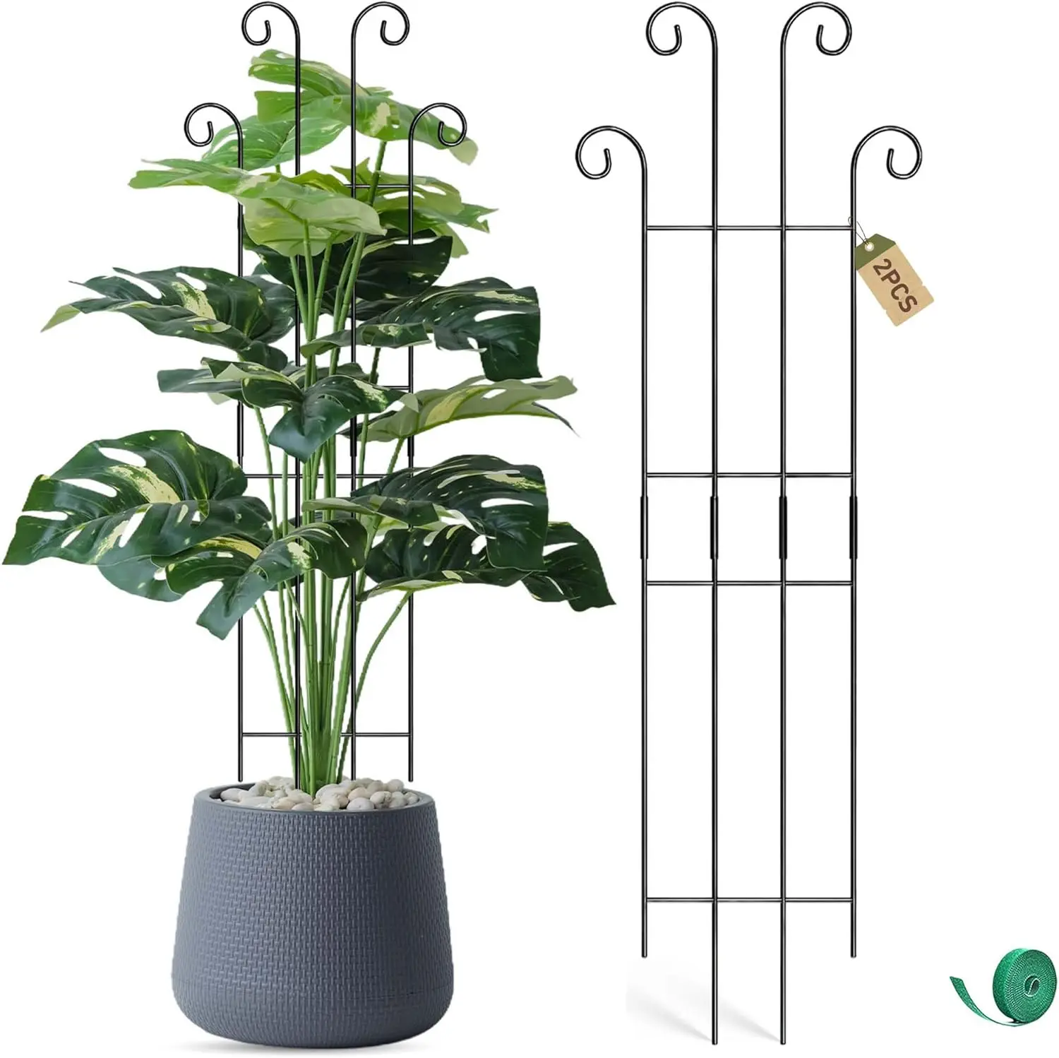 

Металлические опоры для растений 32,6 дюйма для вьющихся растений на открытом воздухе, садовые решетки для горшечных растений (например, потос), 2 штуки в упаковке