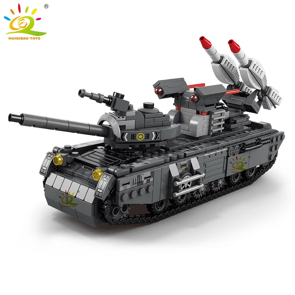 HUIQIBAO WW2 Military Tank 648pcs 6in1 Building Blocks Set Truck Plane Army Bricks City Construction Toy For Children Kids Game