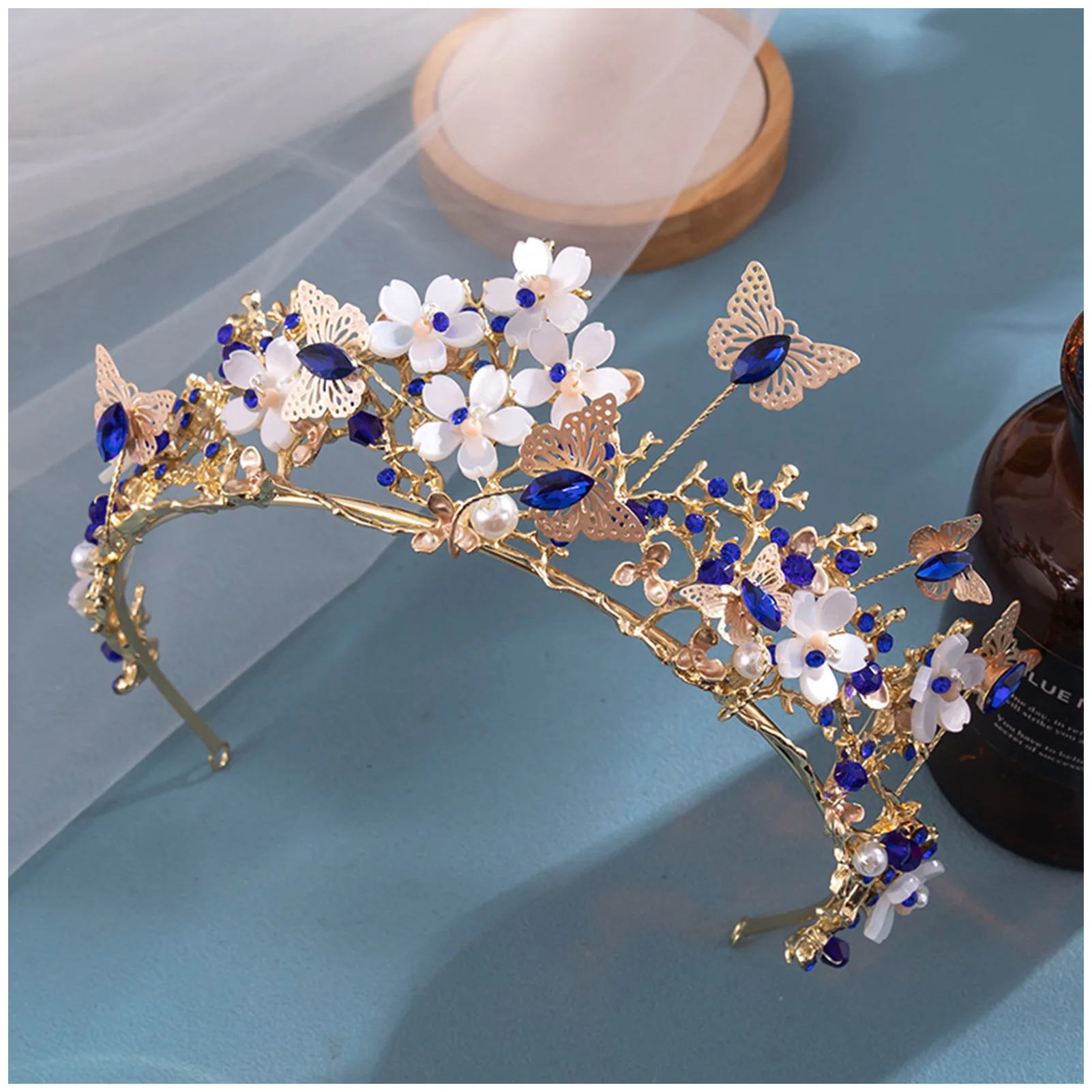 

Full Glittering Rhinestones Setting Wedding Crown Non-slip Wear-resistant Lady Headdress for Bride Bridesmaid Princess Costume