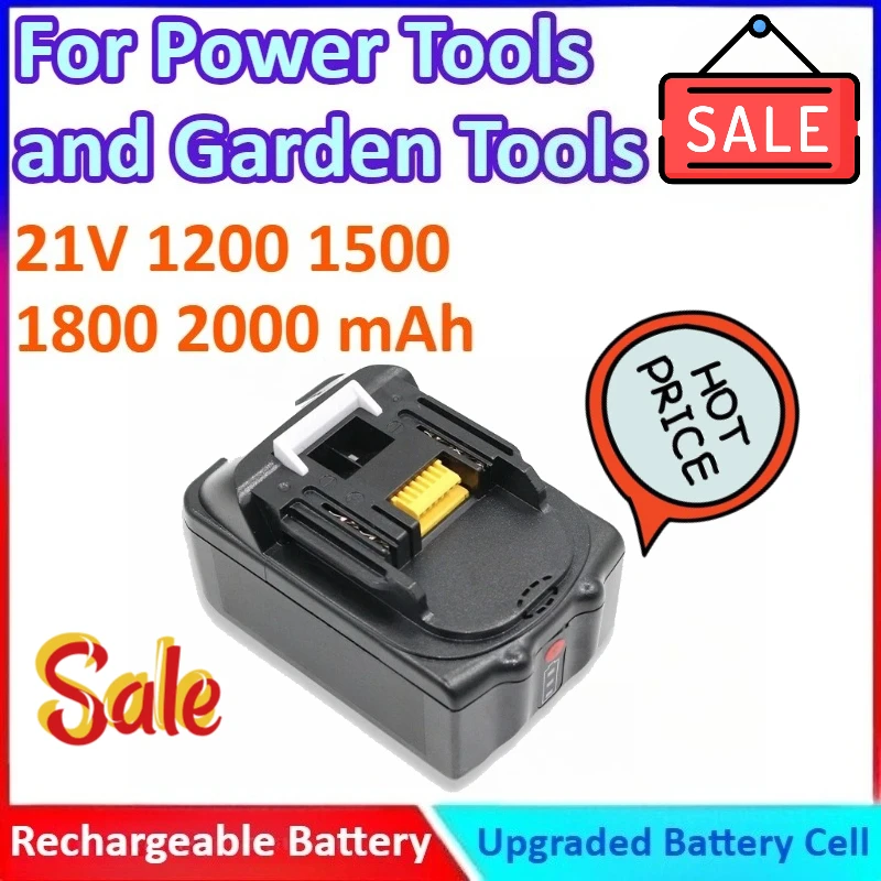 

New 1200/1500/1800/2000 mAh 21V Lithium Battery Pack for Garden Tools and Power Tools - Compatible with Five-cell battery