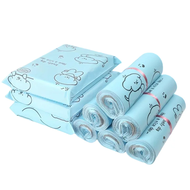 50Pcs Blue Mailing Shipping Bags Cartoon Printing Pattern Plastic Gifts Packing Pouch Waterproof Exprss Mailer Courier Bags