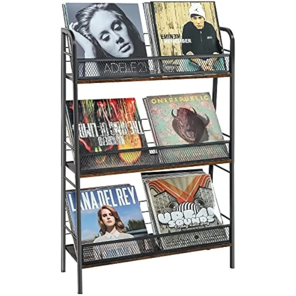 Storage Holder Large Capacity LP Records Rack Store About 150-180 Albums Solid Metal&MDF Board Stable Quick