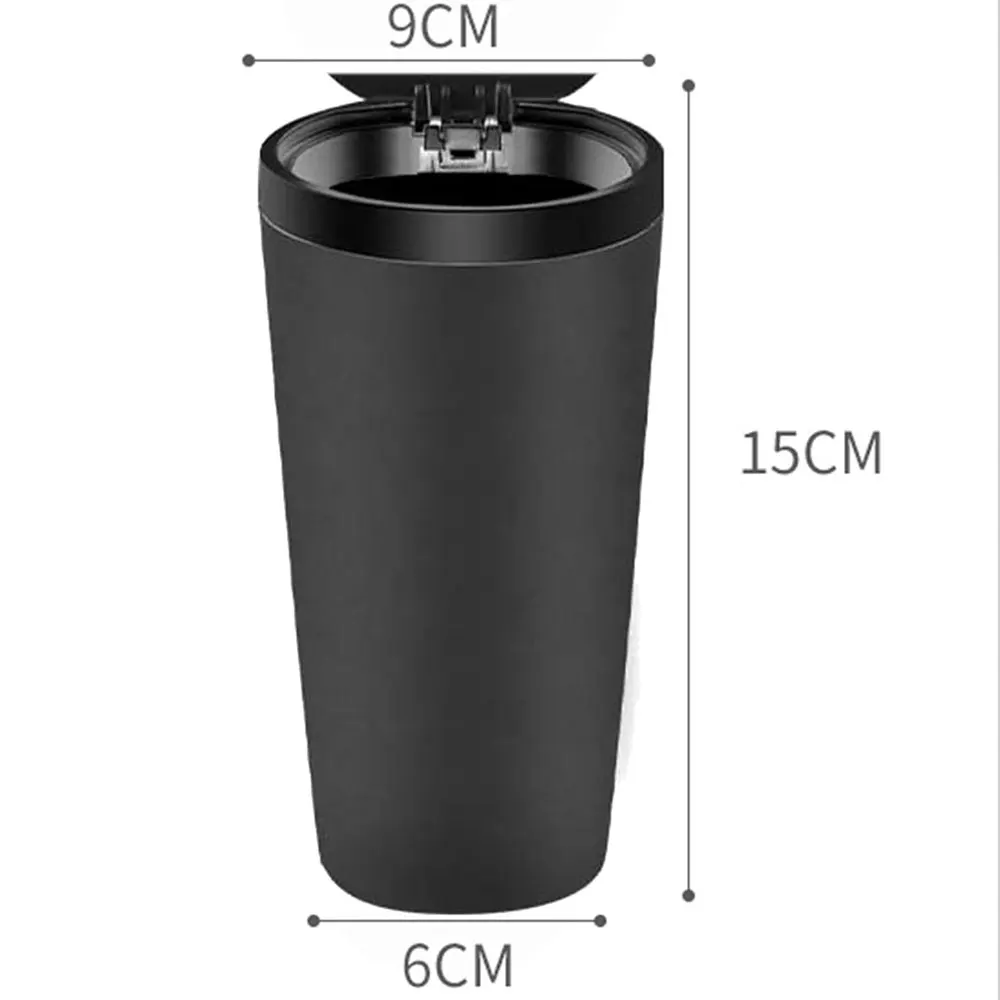 Car Trash Can Multifunction with Lid Small Cup Holder Door Pocket Garbage Can Bin Trash Container Fits Auto Home Office, Black