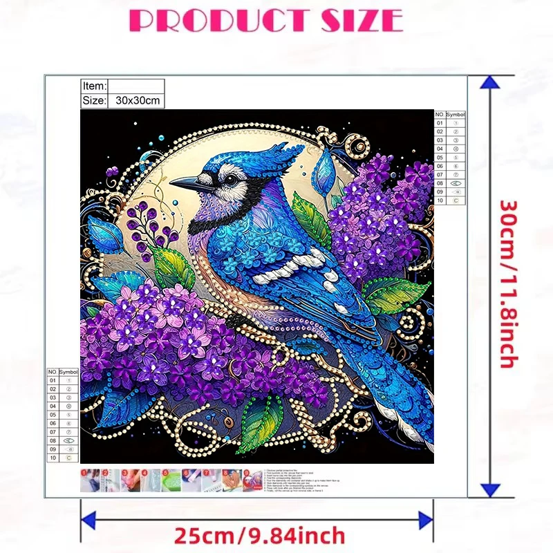 CHENISTORY Full Diamond Embroidery Special Shape 5D Diamond Painting Kit Blue Bird Animal Mosaic Cross Stitch Home Decor